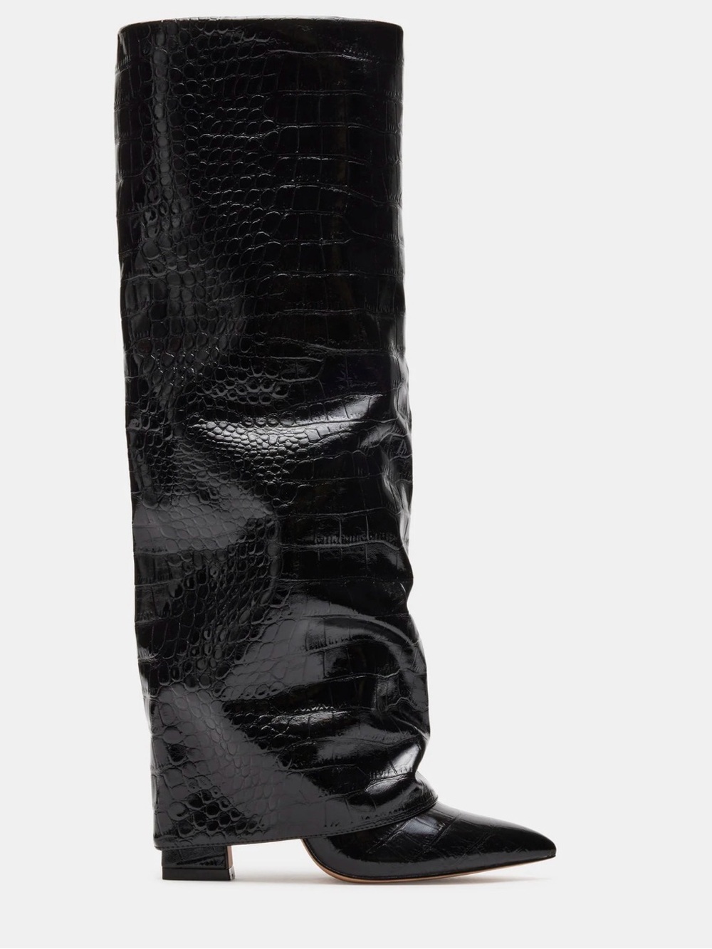 Steve Madden STUNTIN Croc Foldover Slouchy Boots Size 9.5